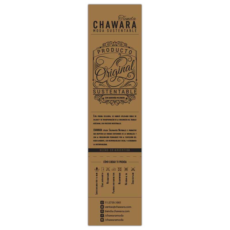 Etiqueta externa de prenda para CHAWARA | modasustentable