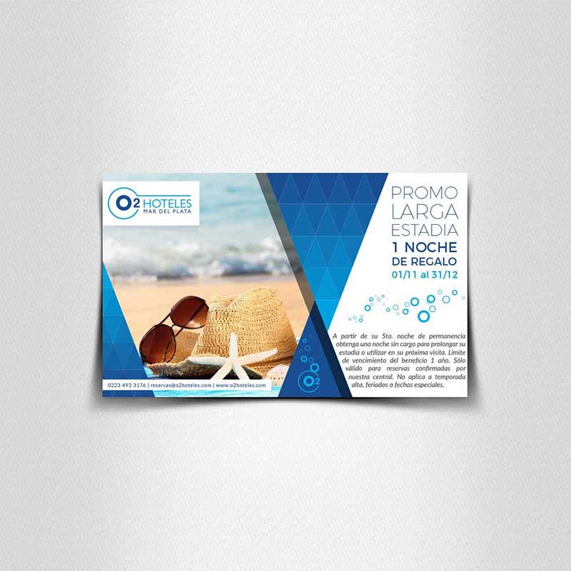 Flyer promocional para O2 Hoteles  Mar del Plata